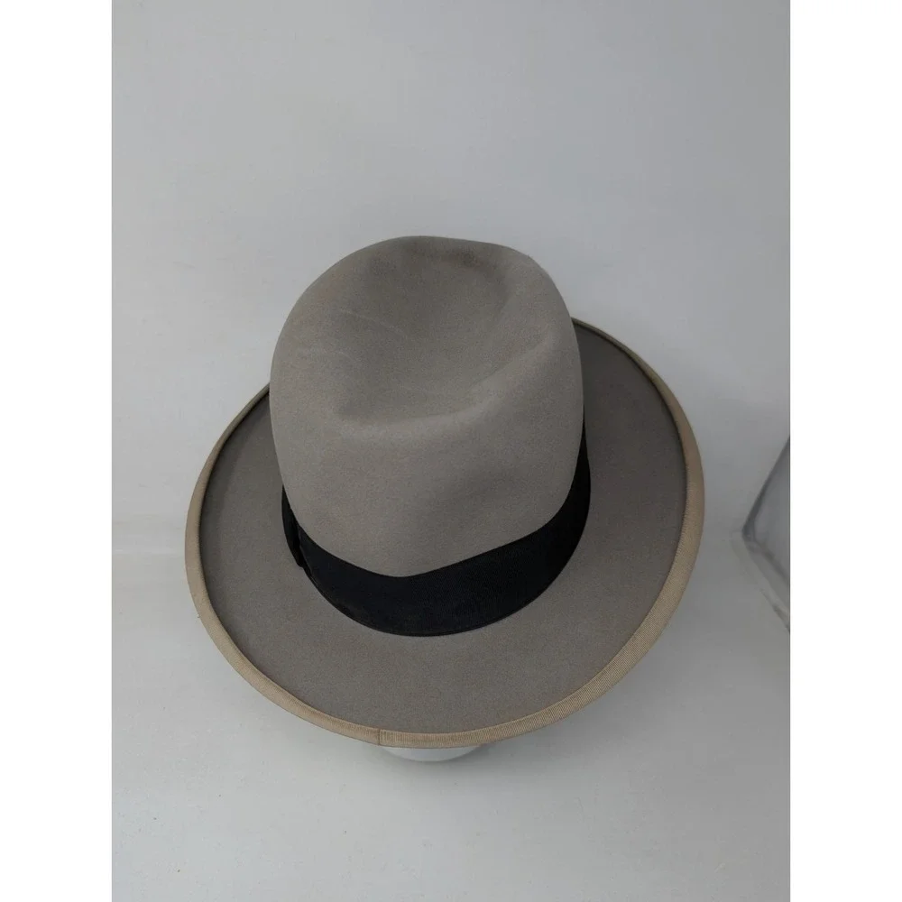 Vintage Stetson Royal DeLux Gray Felt Hat Men's Size 7 Homburg 1940s 1950s